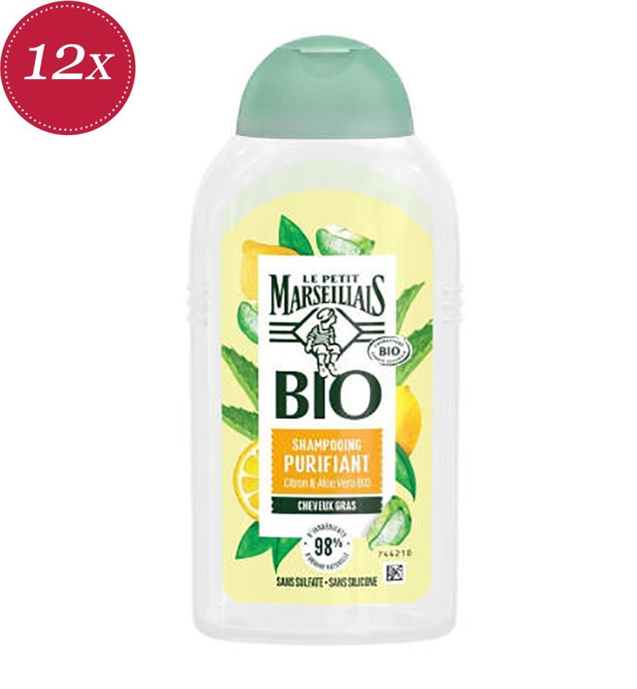 12 flaconi di shampoo liquido da 240 ml al limone e aloe vera biologica