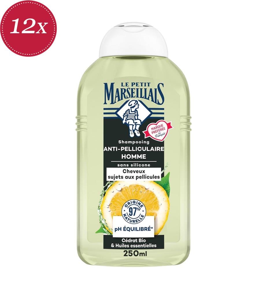 12 flaconi di shampoo liquido da 250 ml antiforfora per uomo – Zedrat biologico e oli essenziali