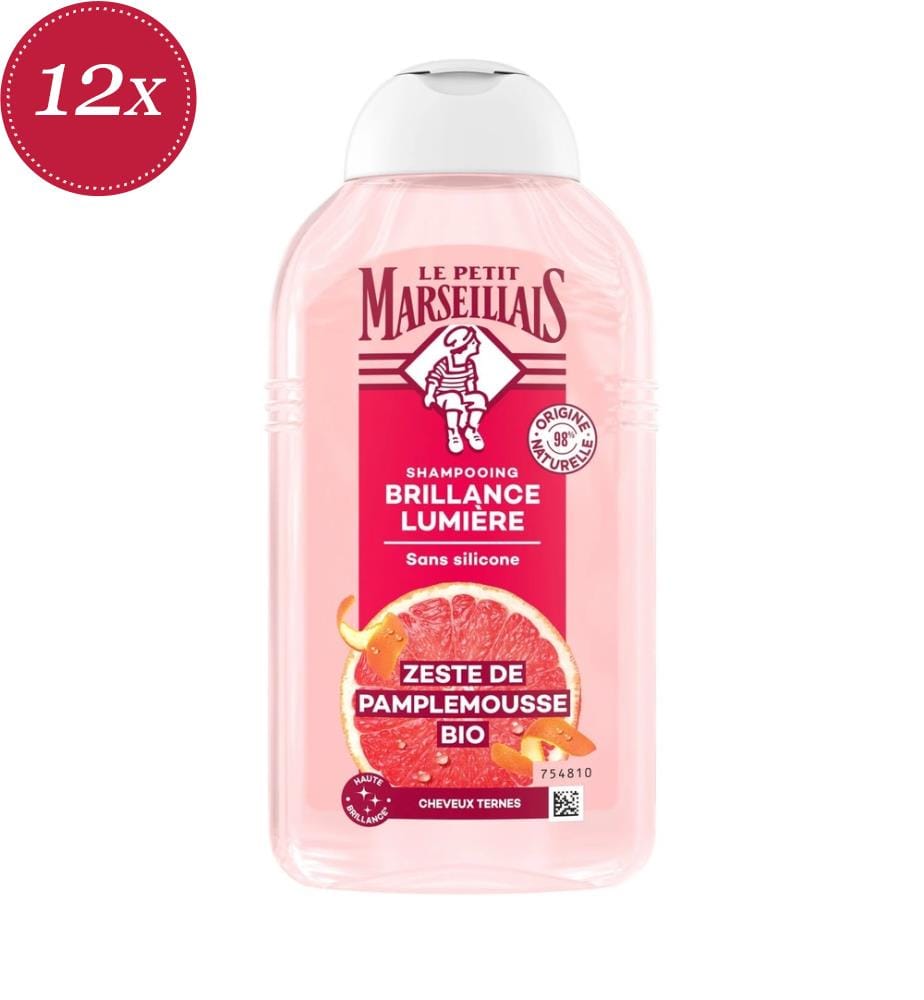 12 flaconi di shampoo liquido da 250 ml “Brillance Lumière” – pompelmo biologico