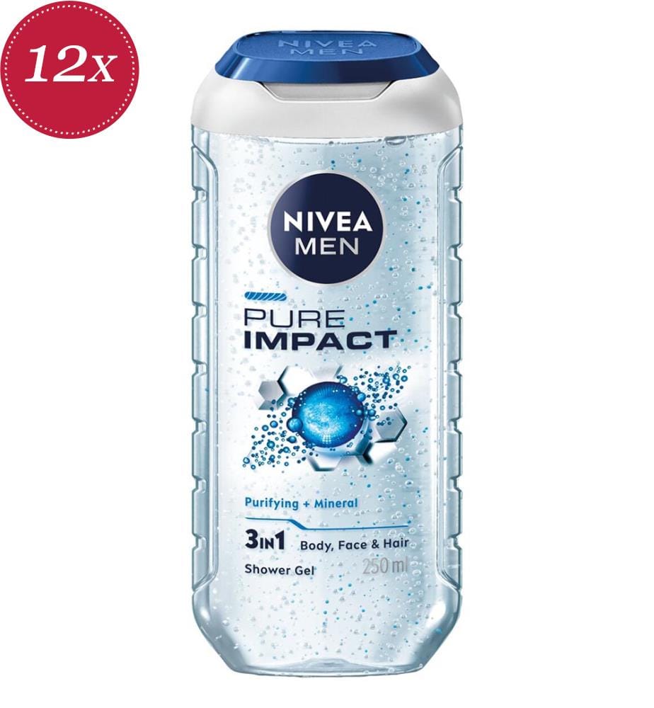 12x Duschgel 250 ml Men 3-in-1 Pure Impact