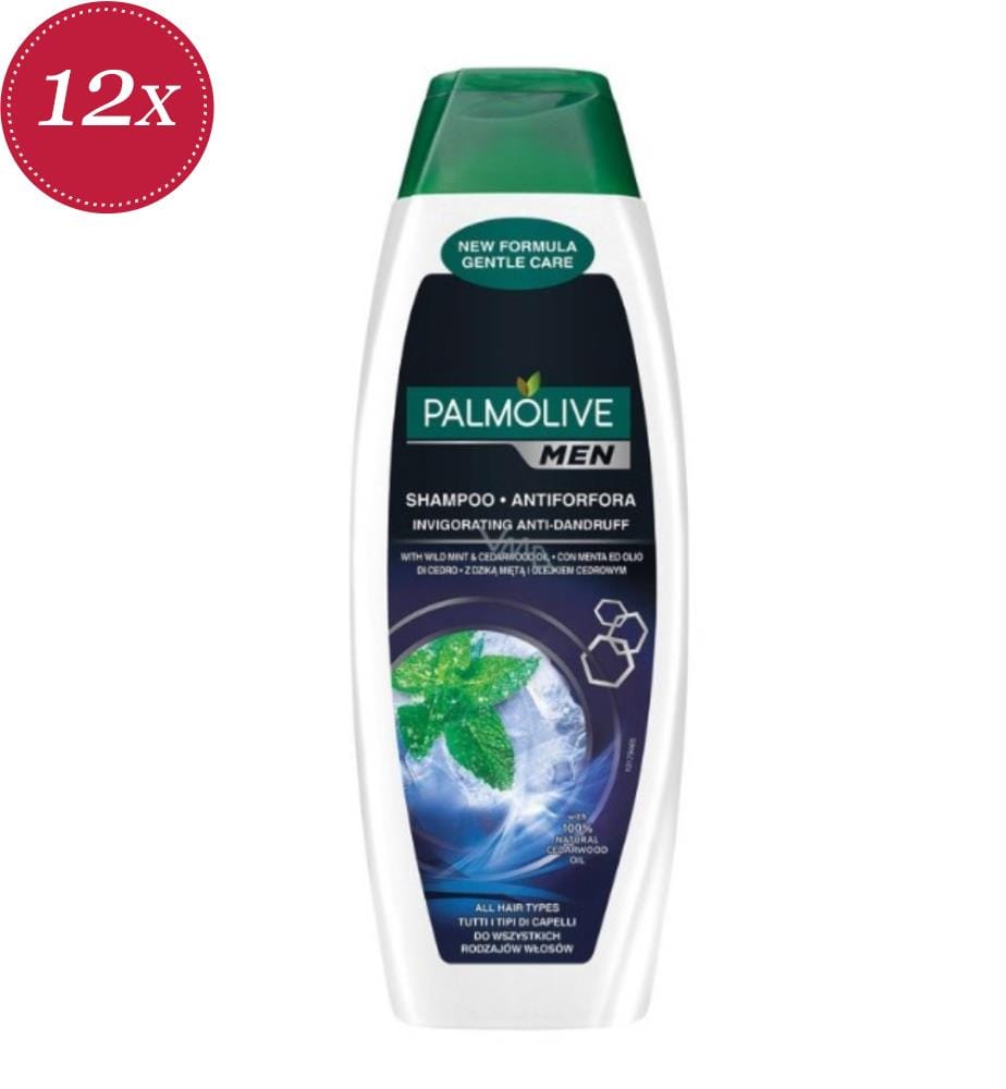 12 flaconi di shampoo liquido da 350 ml per uomo contro la forfora – Menta