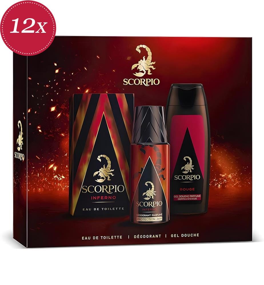 12x Scorpio Mix Scandalous-Set – Eau de Toilette 75 ml + Deodorant 150 ml + Duschgel 250 ml