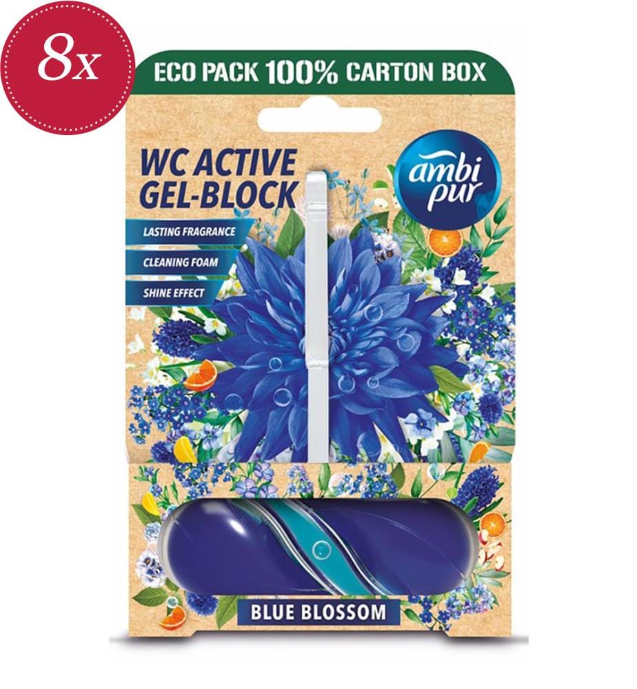 Set di 8 fazzoletti di carta igienica con fiori blu - Gel 45g