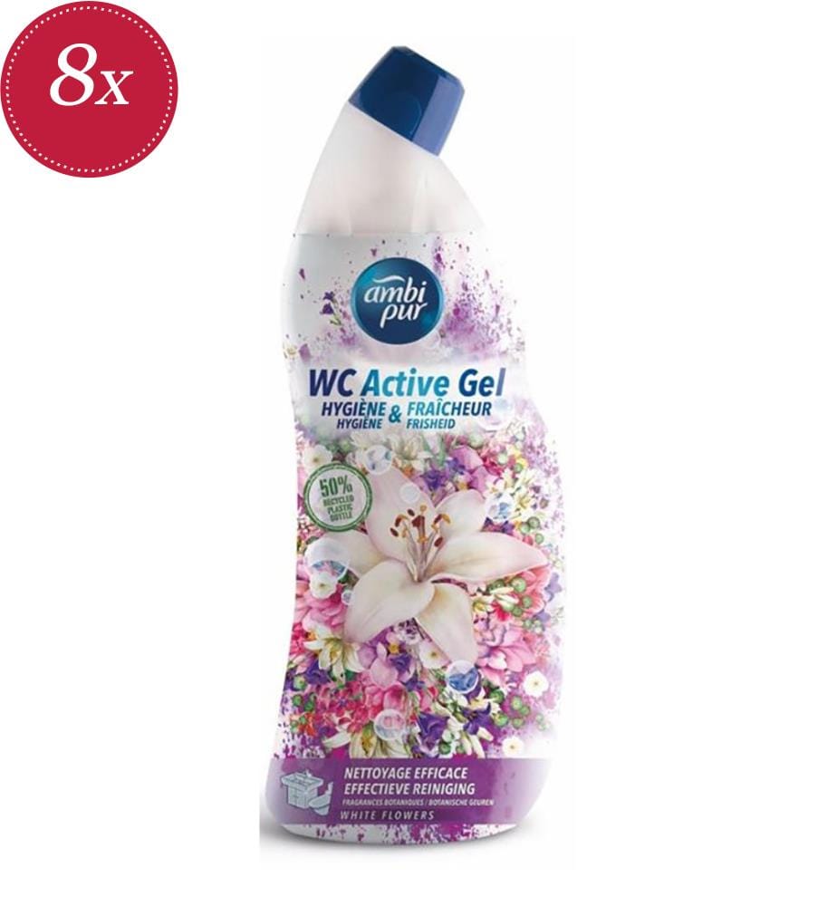 Lot de 8 Gels WC 750ml - Active - Fleurs Blanches