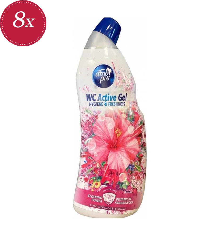 8 x Gel WC Active Pink Hibiscus & Rose – 750 ml