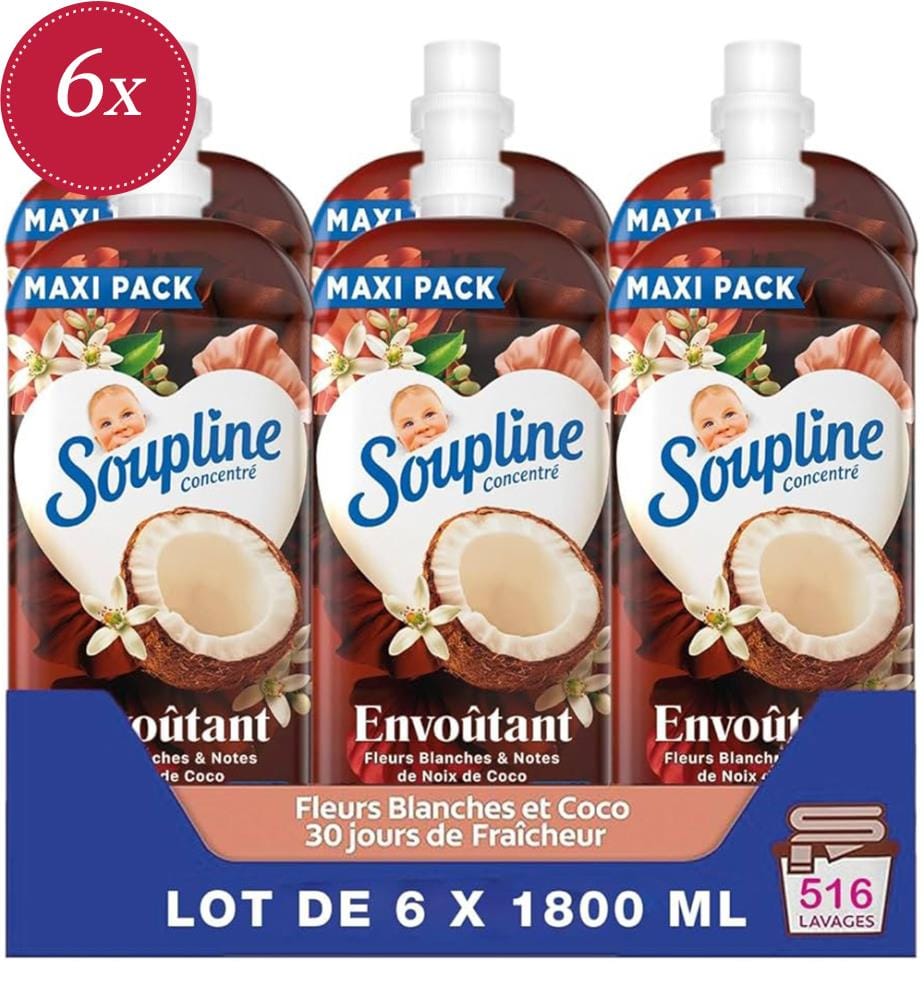 Lot de 6 Assouplissant liquide Emotiboost Coco White Flowers