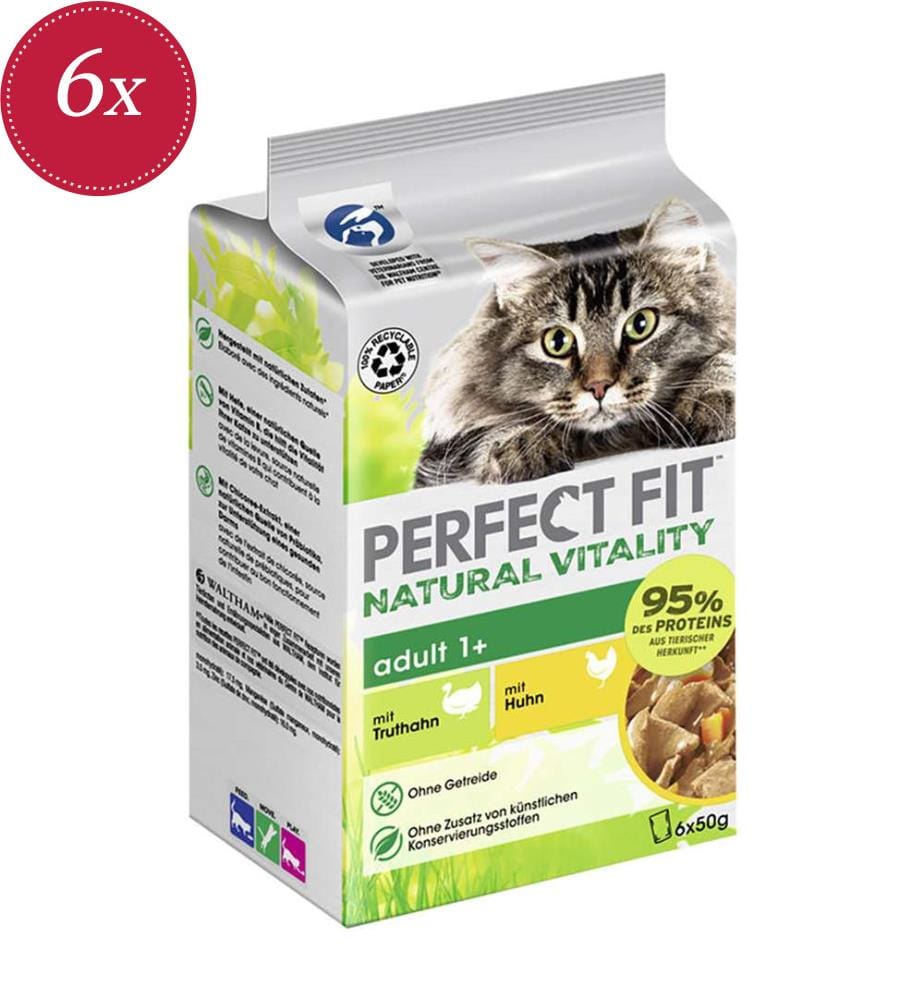 6x - Perfect Fit™ - Sachets multipack Vitalité naturelle adulte 1+ dinde et poulet - 6x(6x50g)
