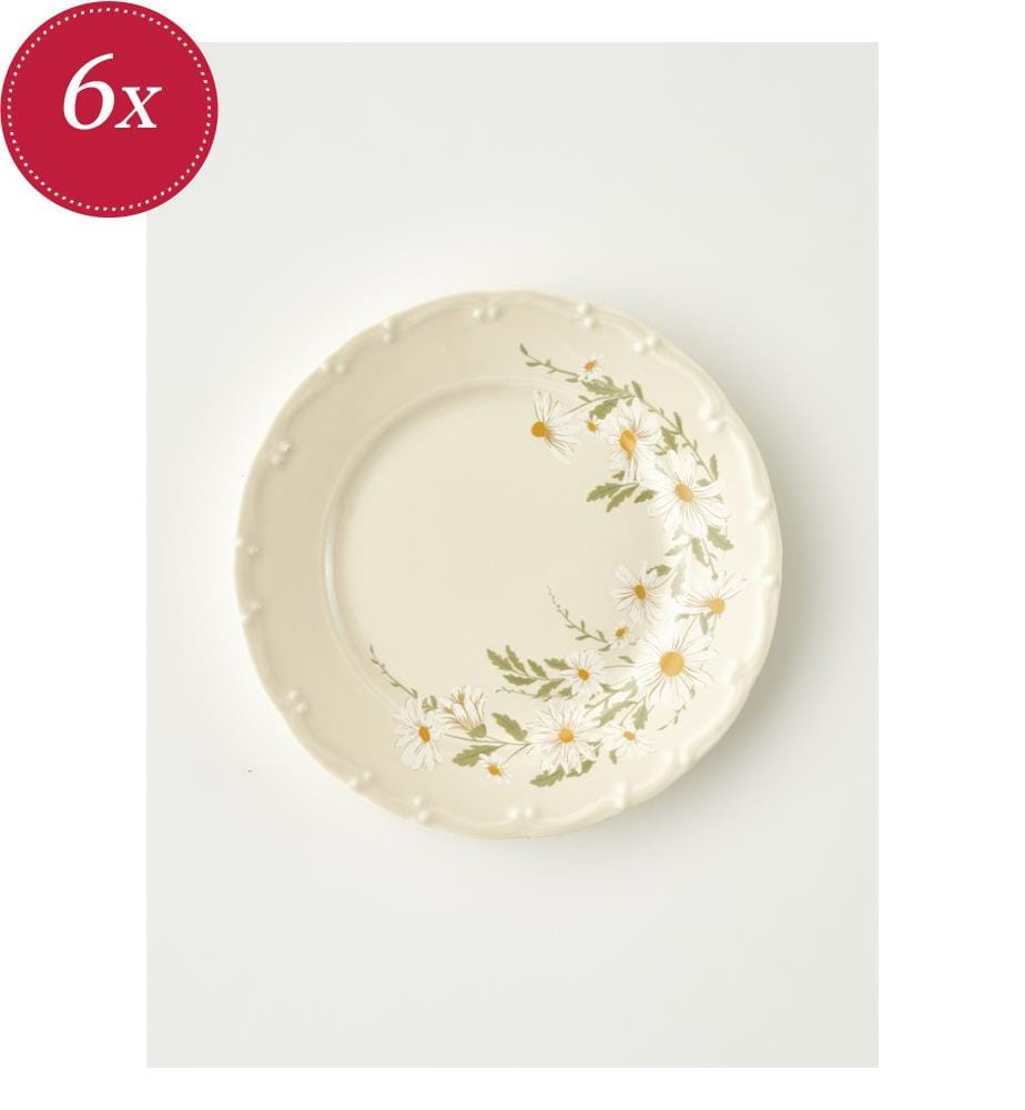 Lot de 6 assiettes à gâteau Daisy - Crème
