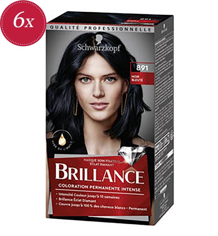 Set di 6 colori Schwarzkopf Brilliance Bluish Black No. 891