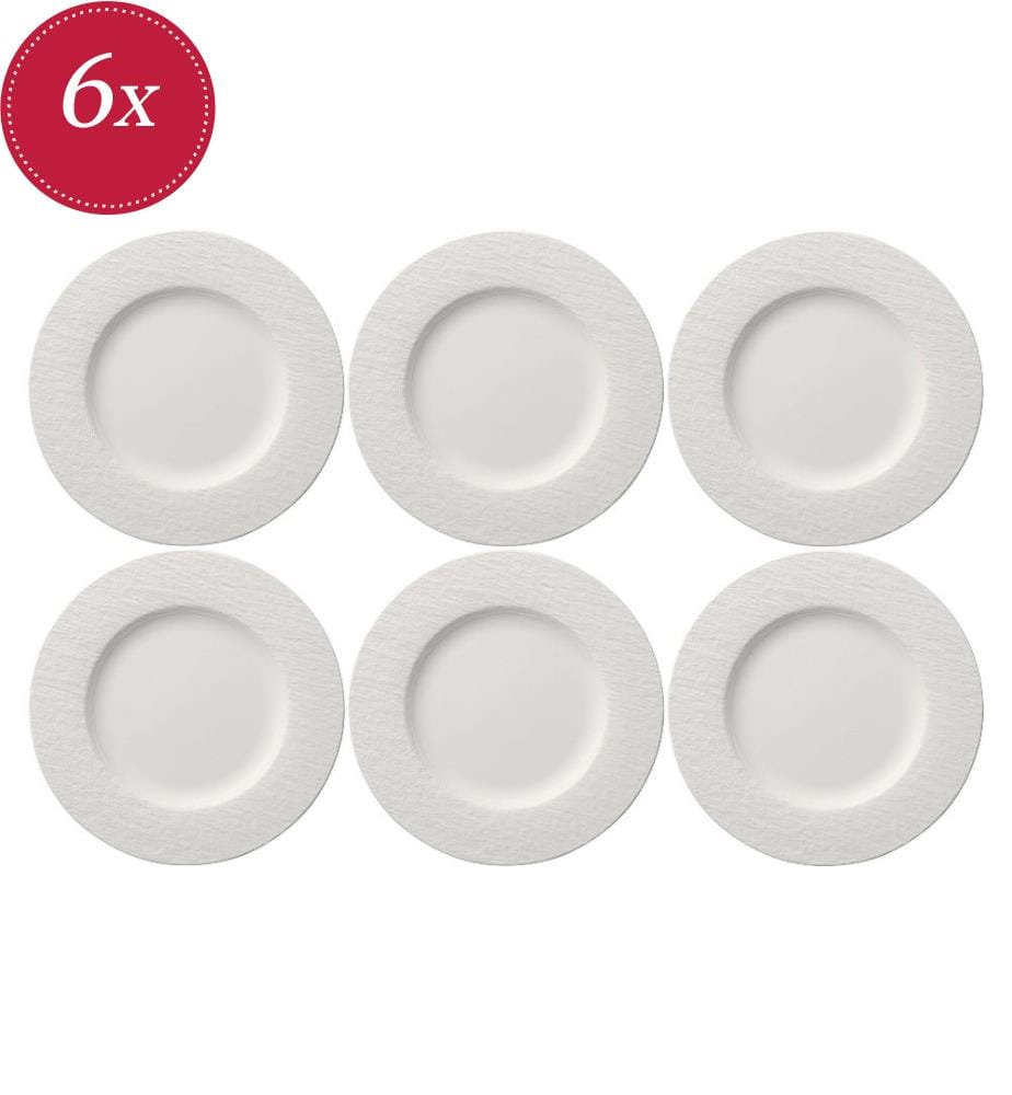 6er-Set flache Teller 27 cm - Weiss