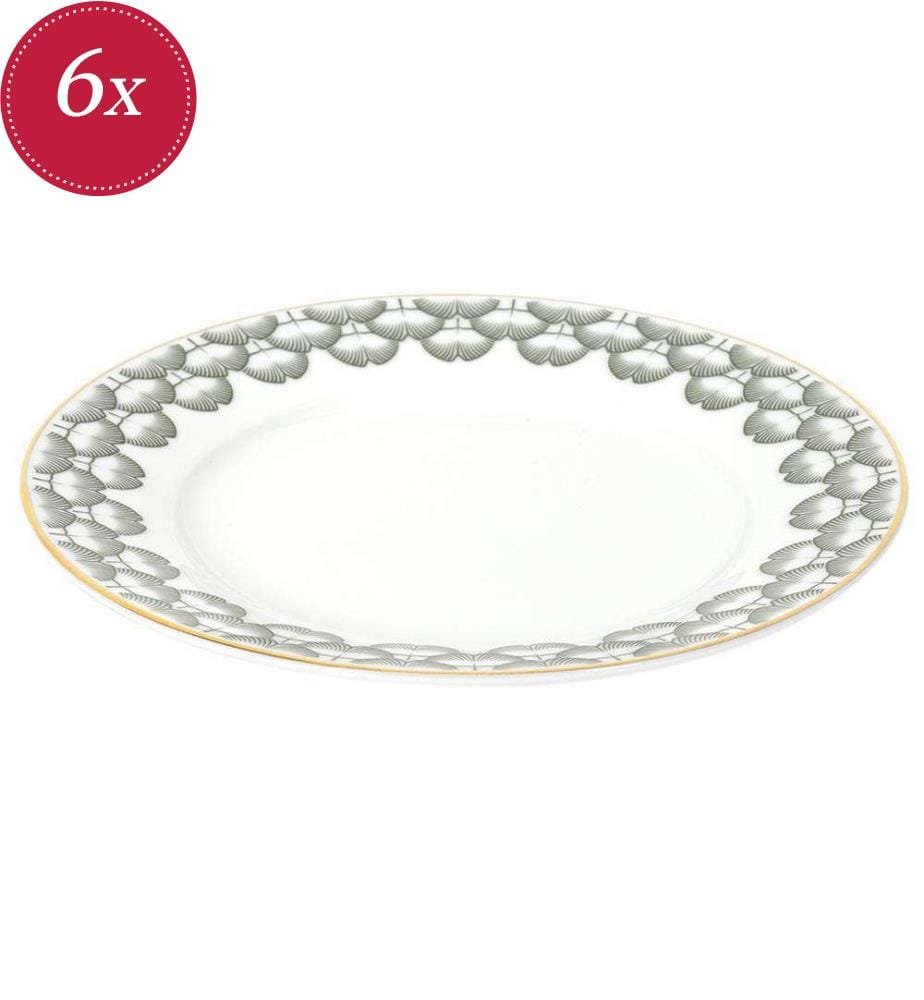 6er-Set Dessertteller Ginko 19 cm - Weiss