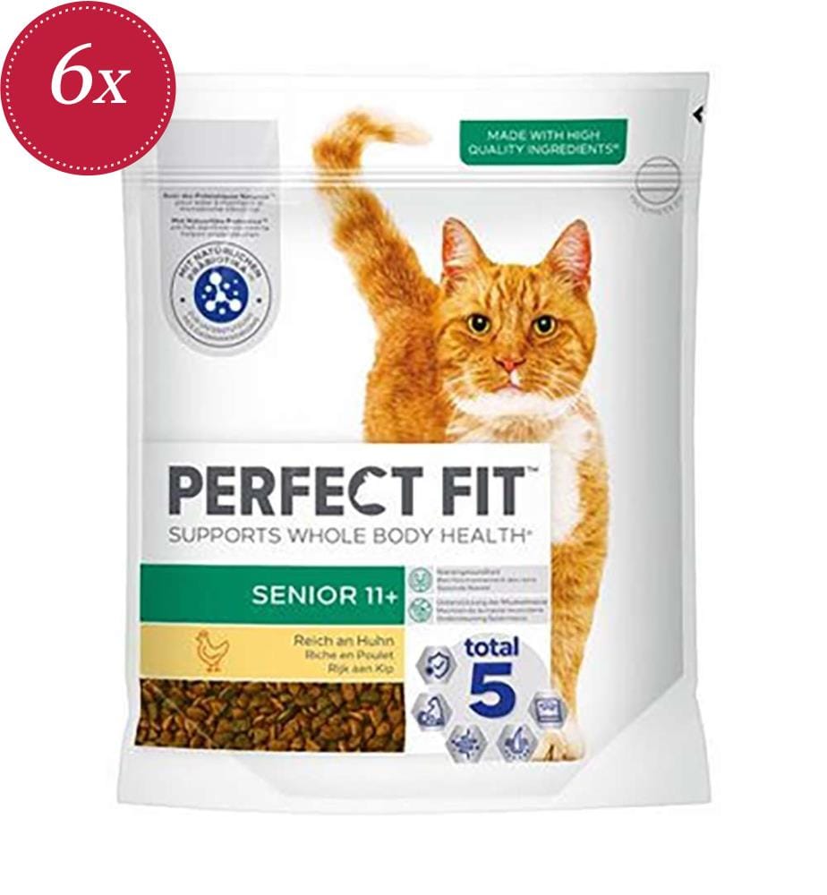 6x Senior-Trockenfutter 11+ mit Huhn - 750 g