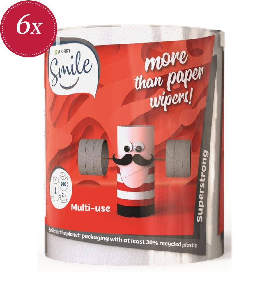 6 x Smile Multifunction Roller 500 sheets 2-ply