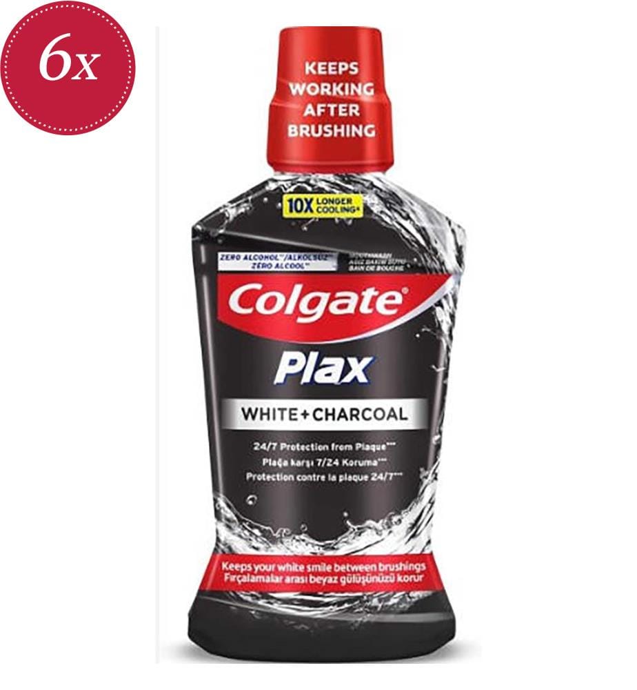 6 flacons de bain de bouche Plax White – Charcoal de 500 ml