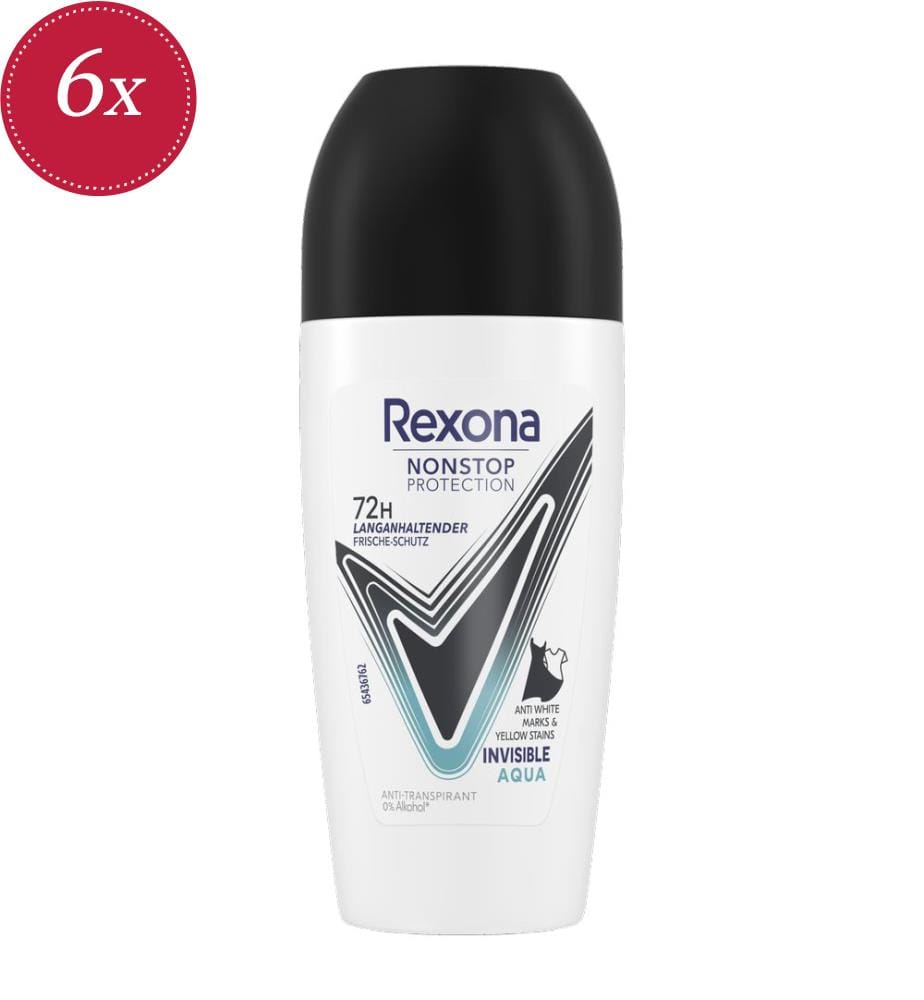 6x Anti-Transpirant Roll-On Invisible Aqua - 50 ml