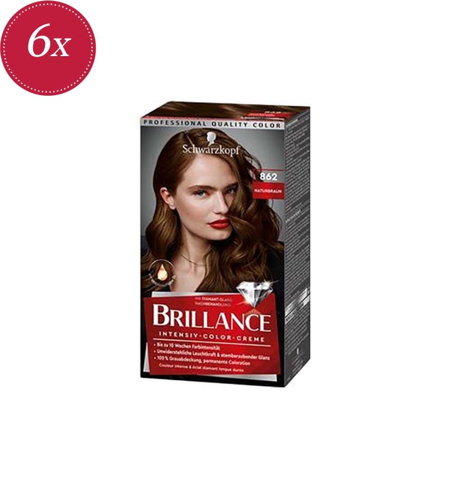Confezione da 6 tinte Schwarzkopf Brillance 862 Castano Naturale