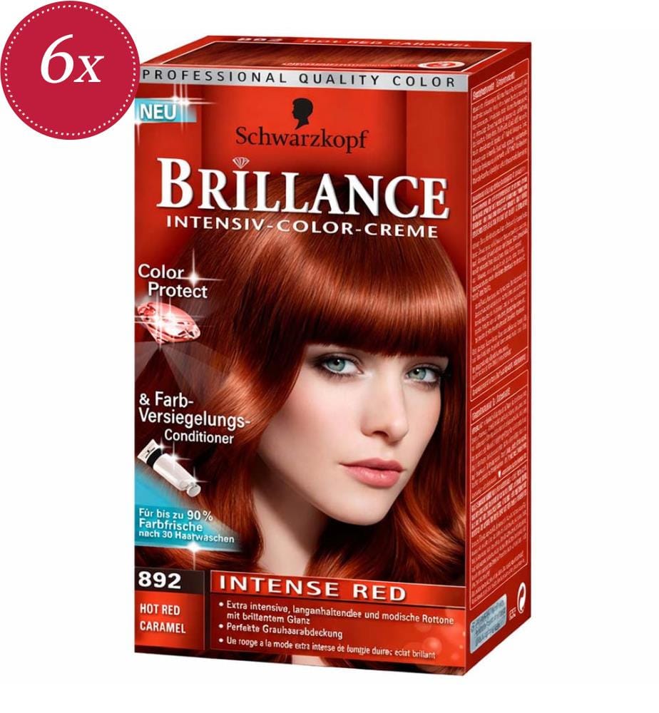Confezione da 6 tinte Schwarzkopf Brillance Rosso Caramello 892