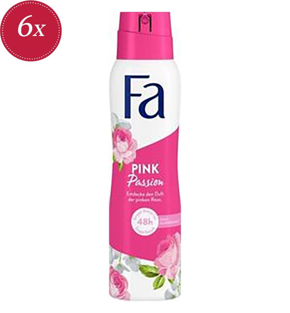 Lot de 6 Deo Pink Passion Floral de Rose 1- 50ml