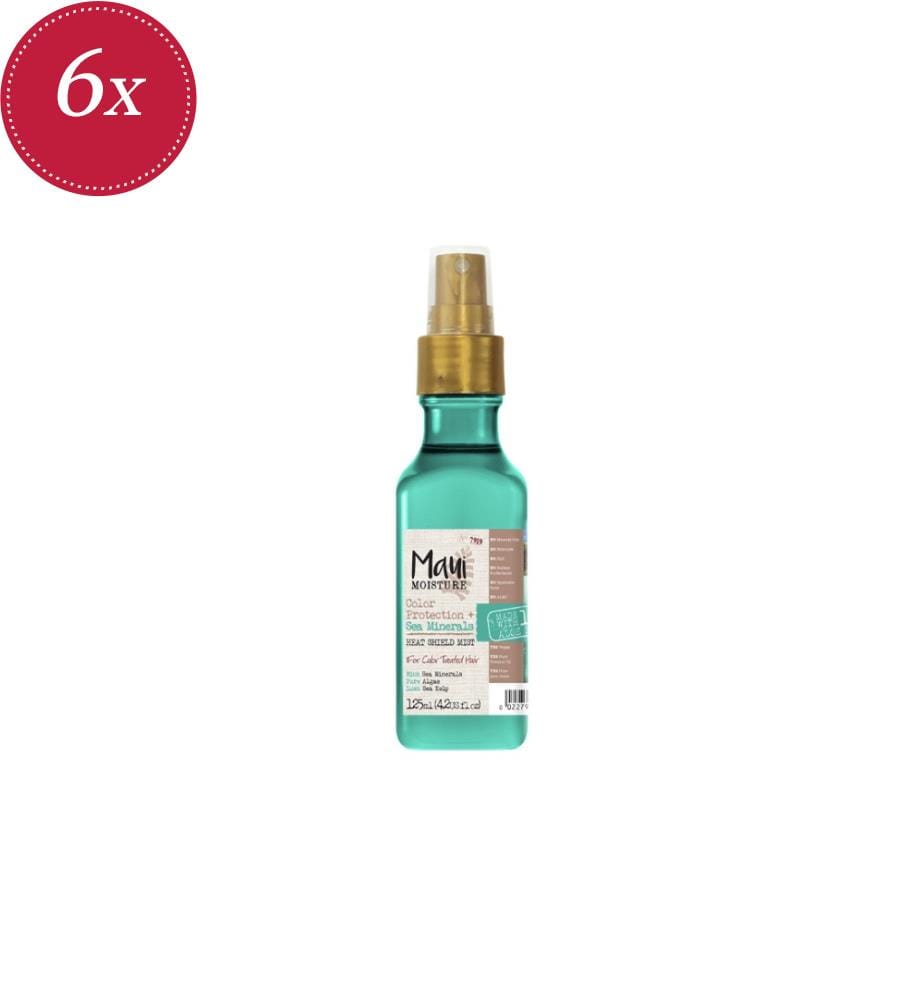 Lot de 6 Huile Brume Cheveux Bio Vegan Sans Silicone Sans Sulfate Protectrice Contre la Chaleur Protection Couleur + Minéraux Marins - 125ml
