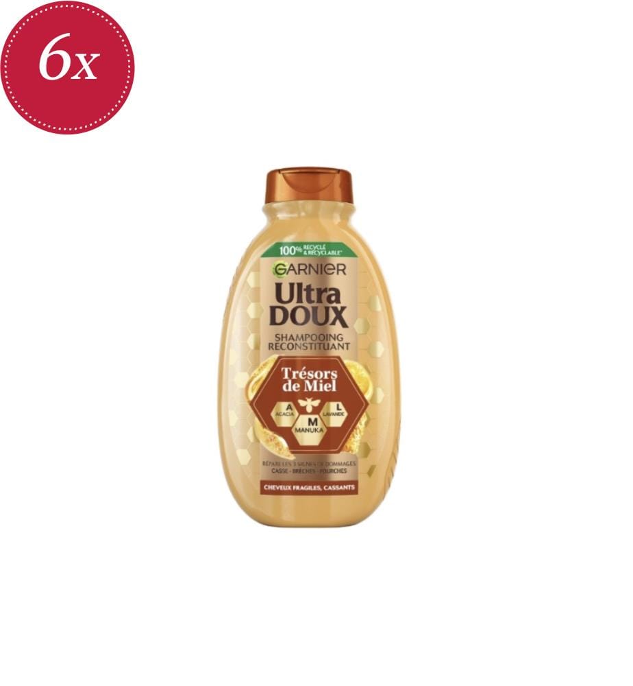 Lot de 6 shampooings Ultra Doux Trésors de Miel reconstituants pour cheveux fragiles - 300 ml