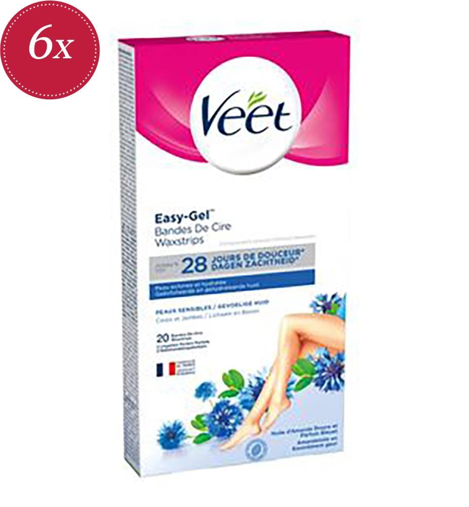 Lot de 6 de 20 Bandes de Cire Veet Peaux Sensibles