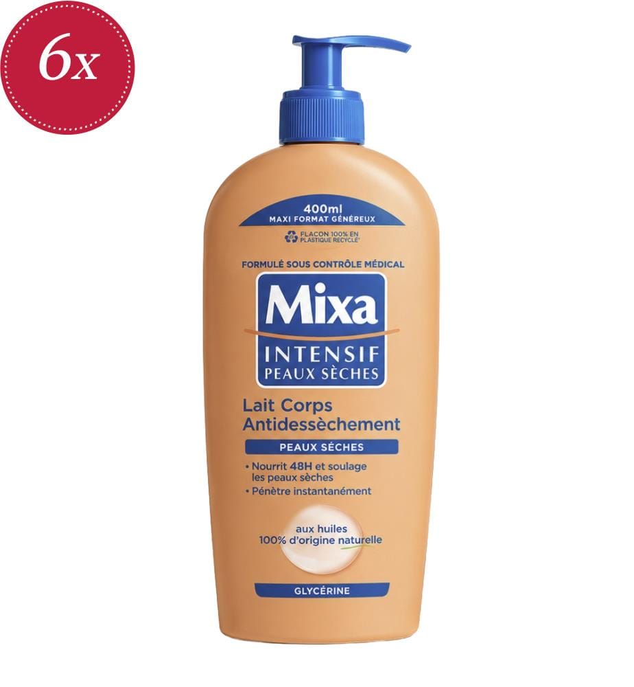 Lot de 6 laits pour le corps anti-dessèchement 48 h à la glycérine pour peaux sèches - 400 ml