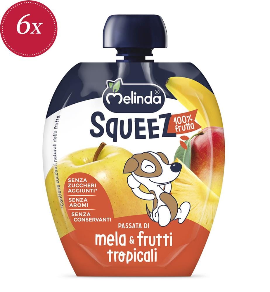 Squeez Pomme / Fruits tropicaux Melinda - 6 x 90 g