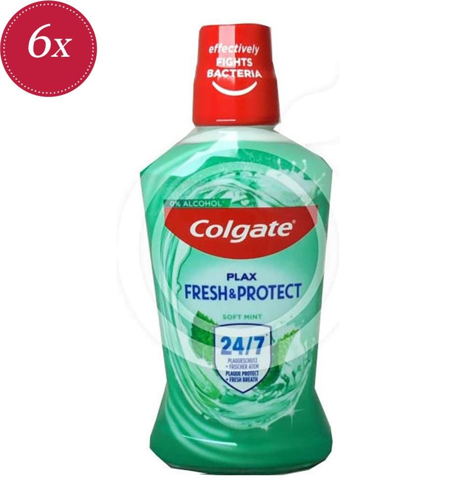 6 flacons de bain de bouche Plax Fresh & Protect Soft Mint de 500 ml