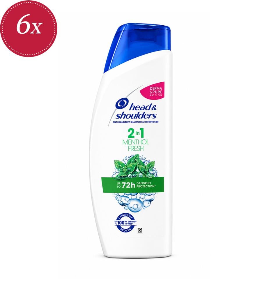 6 flaconi di shampoo liquido 2 in 1 da 600 ml con freschezza alla menta contro la forfora