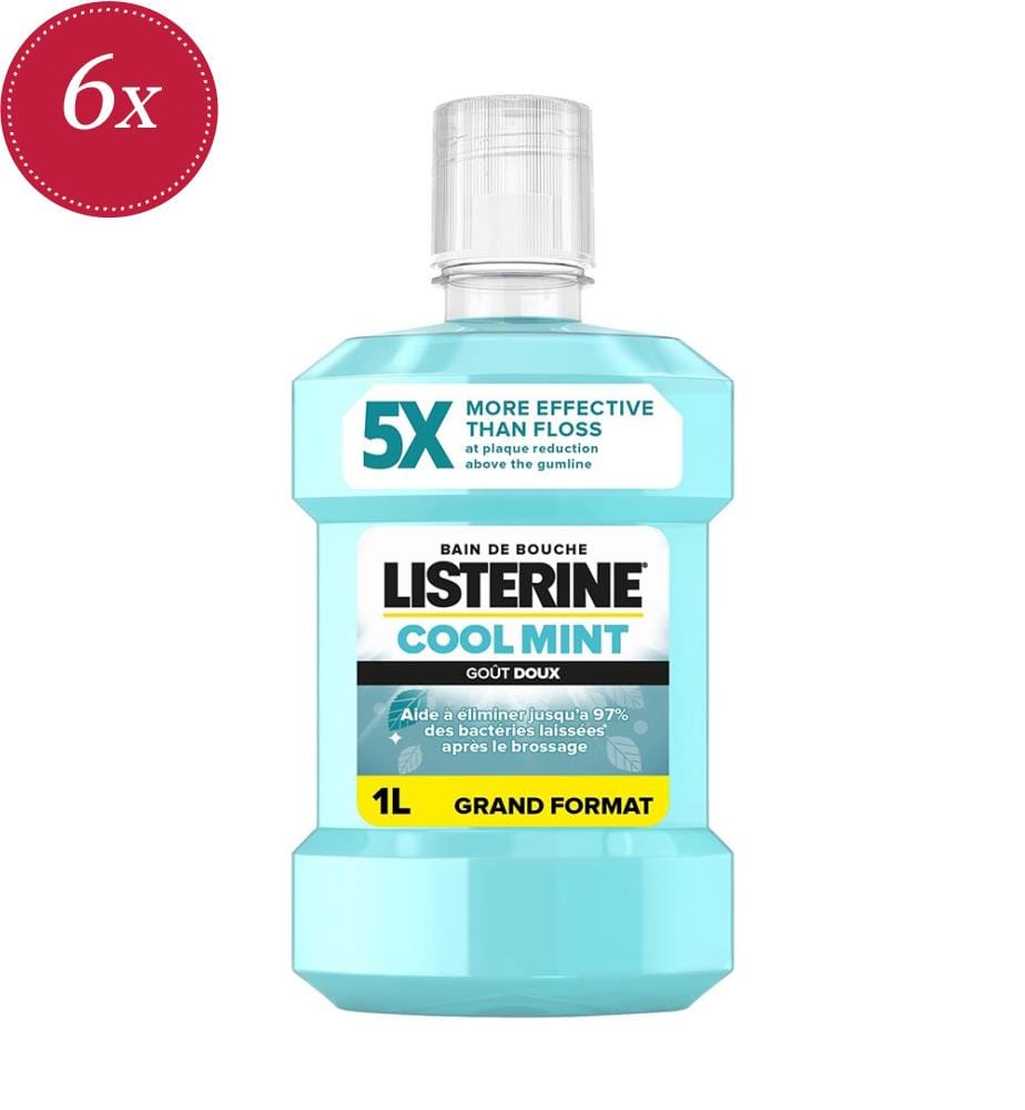 6 flacons de bain de bouche de 1 l « Cool Mint Mild »