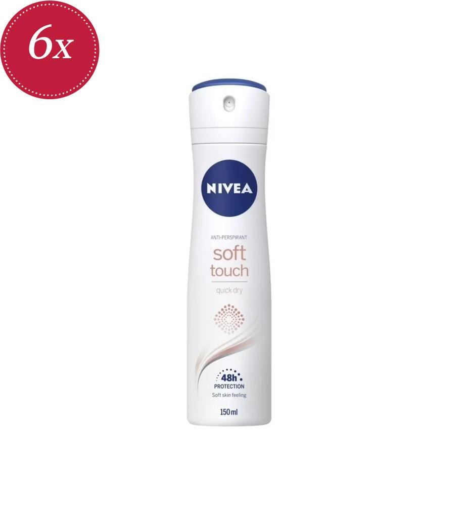 6x Deodorant-Spray 150 ml, schweisshemmend, Soft Touch