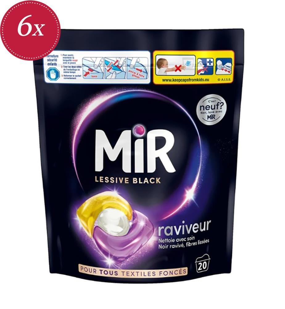 6 x Black Fabric Reviver Laundry Detergent Pods – 270 g (20 Washes)