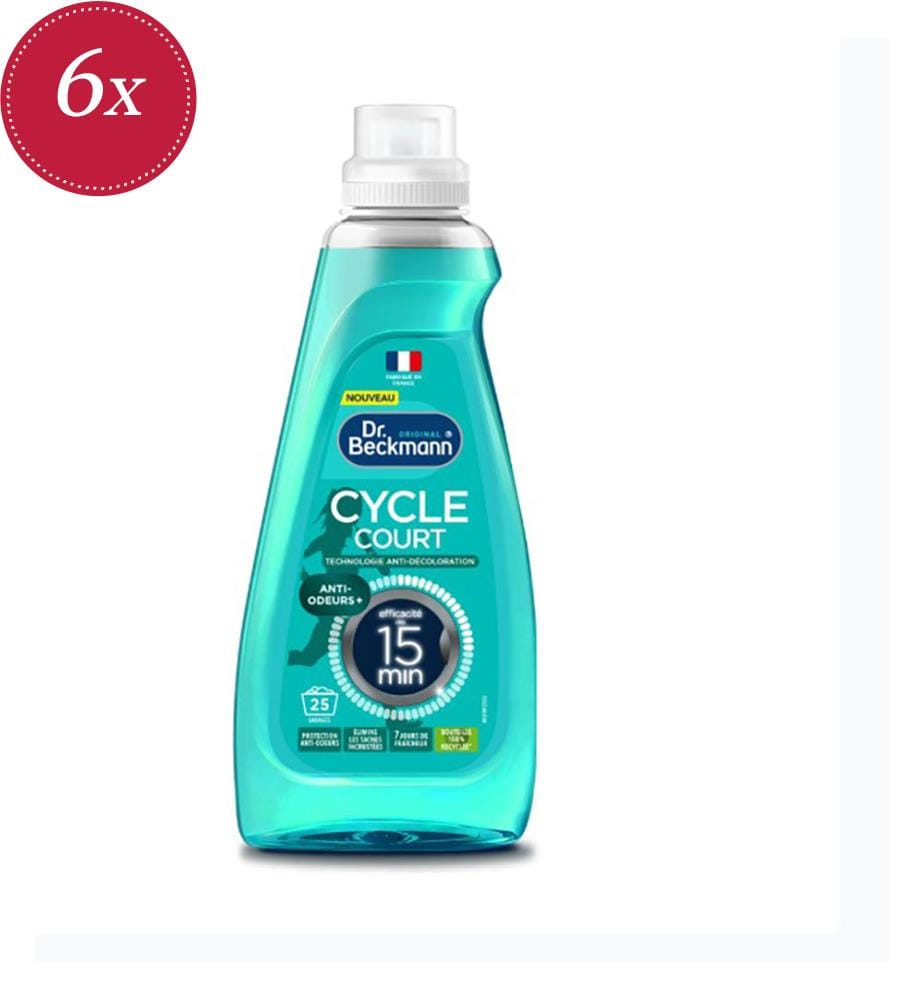 6 x Lessive Liquide Cycle Court Anti-Odeurs+ – 800 ml (25 Lavages)