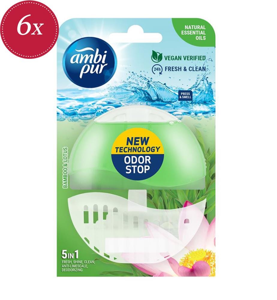 6 x 5-in-1-Toilettenblock „Bamboo & Lotus“ – 55 ml