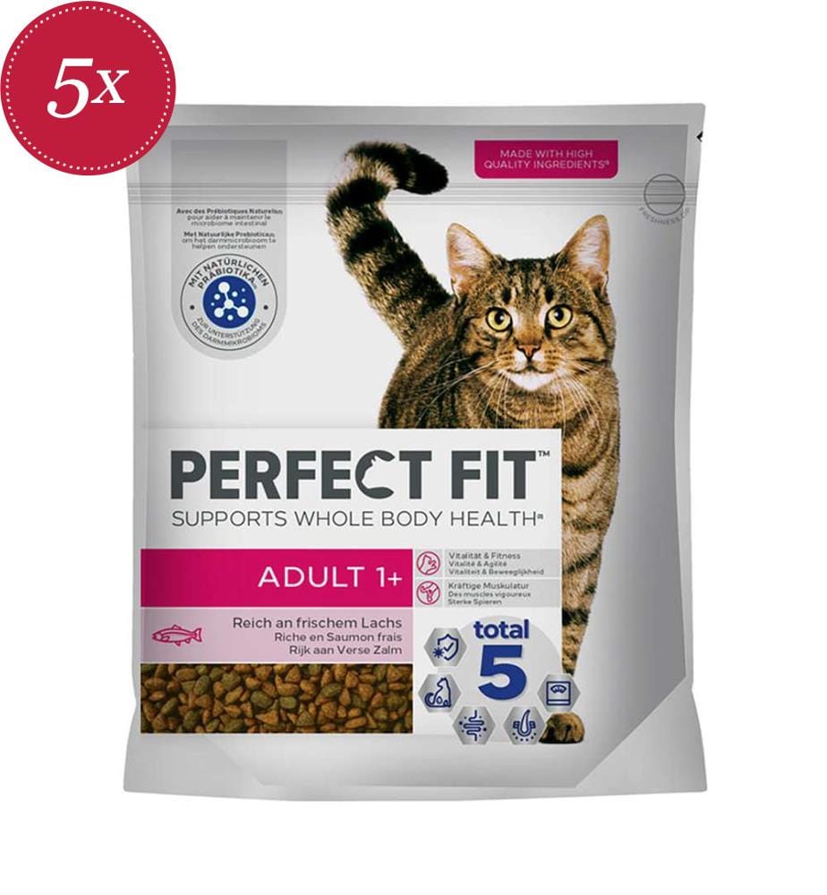 5x Perfect Fit™ - Adult 1+ Dry Food with Salmon - 1400 g