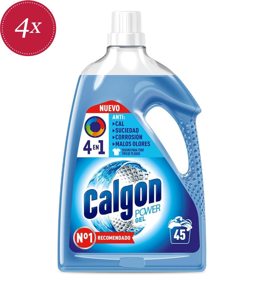 Confezione da 4 gel detergenti per lavatrici Calgon Hygiene + 2,25 L