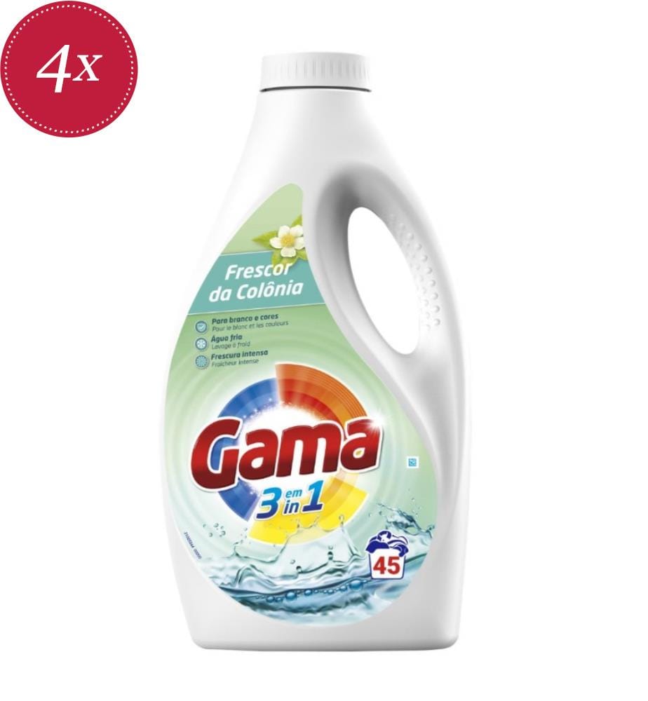 Lot de 4 Lessives Liquide 3-en-1 Frescura de Colonia - 1,98 L (45 Lavages)