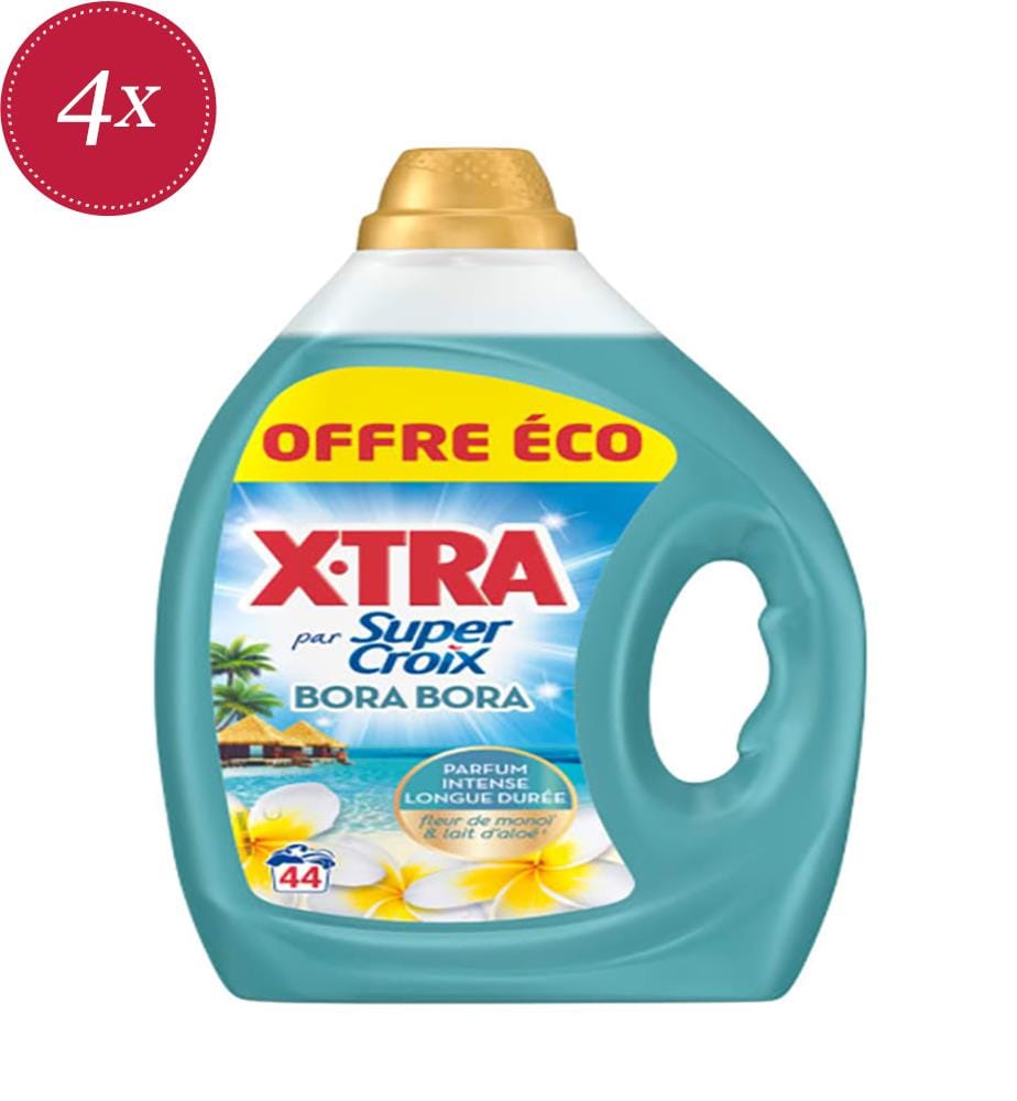 Lot de 4 Xtra Lessives Liquides 1.98L Bora Bora 44 Lavages