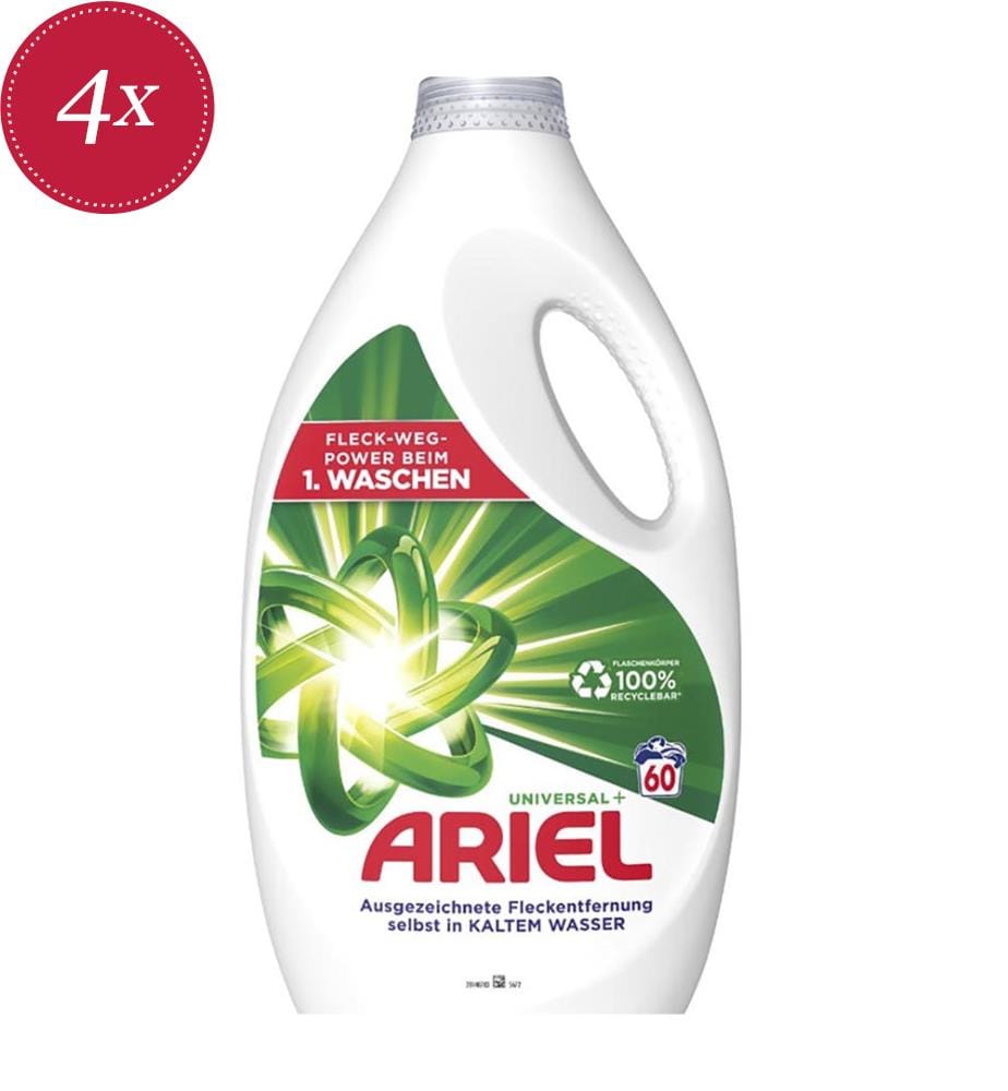 Set di 4 detergenti liquidi Universal+ da 3 l - 60 lavaggi