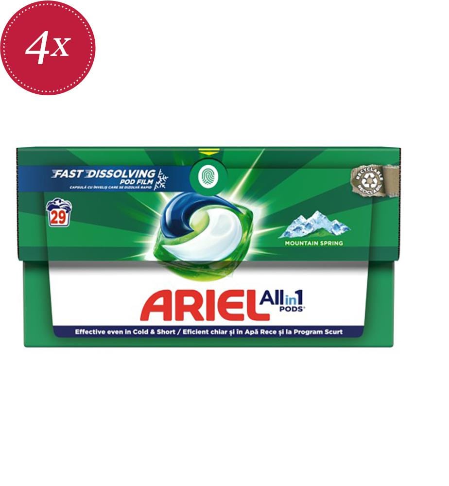 Set di 4 cialde Ariel All in 1 Mountain Spring 29 lavaggi - 4 x 594,5 g