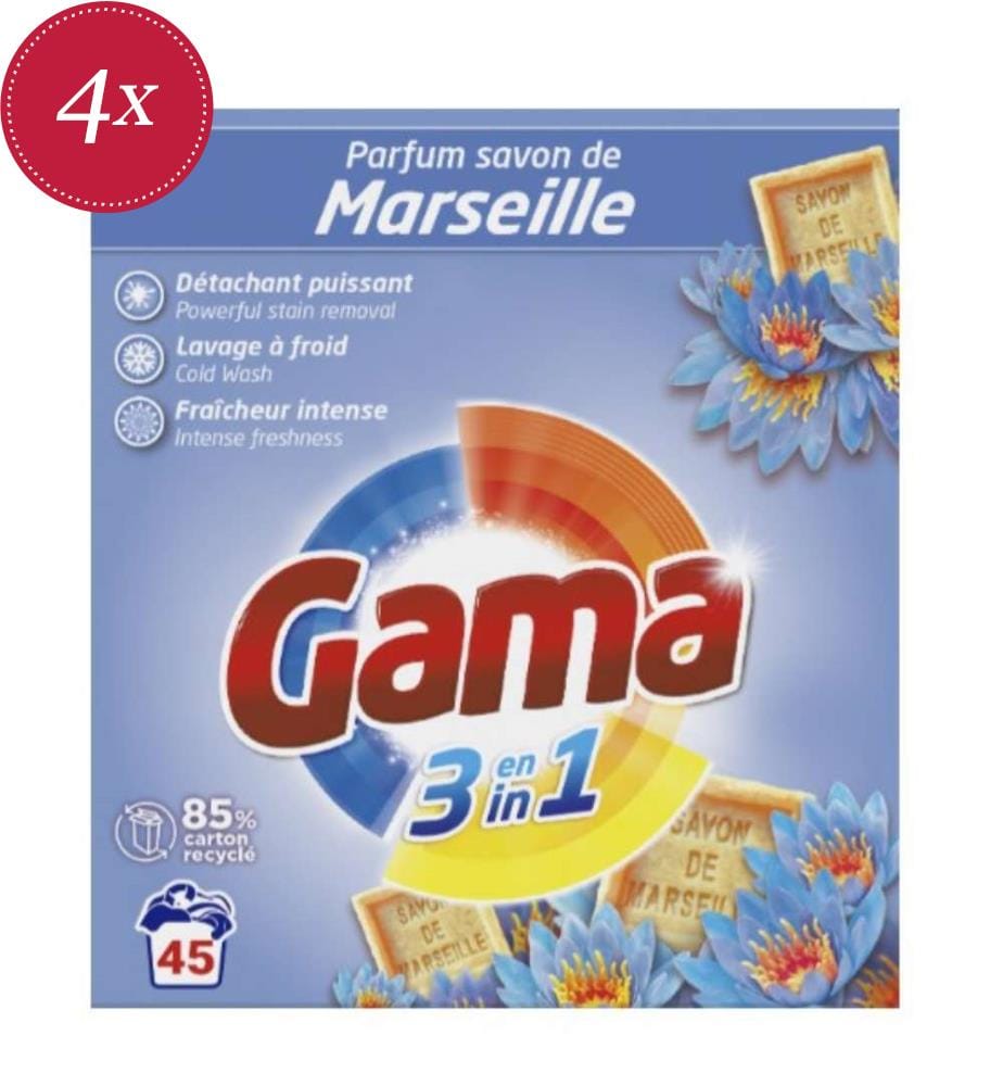 Set of 4 2.475 g 3-in-1 Washing Powders - Marseille - 45 washes