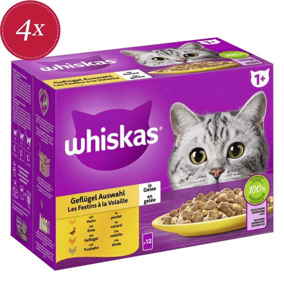 4x - Whiskas® - Multipack Geflügel in Gelee - 4x12x85g