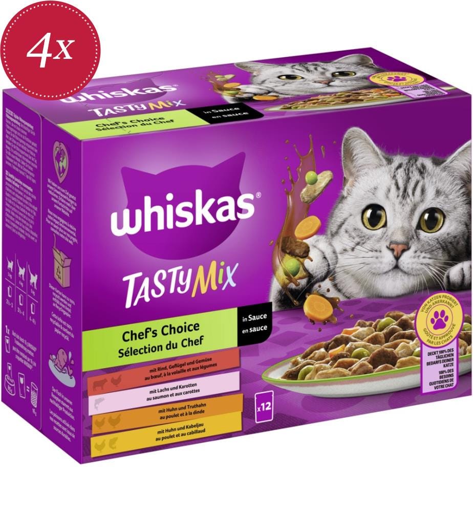 4er-Set WHISKAS® TASTY MIX Multipack-Beutel Chef's Choice in Sauce - 85g