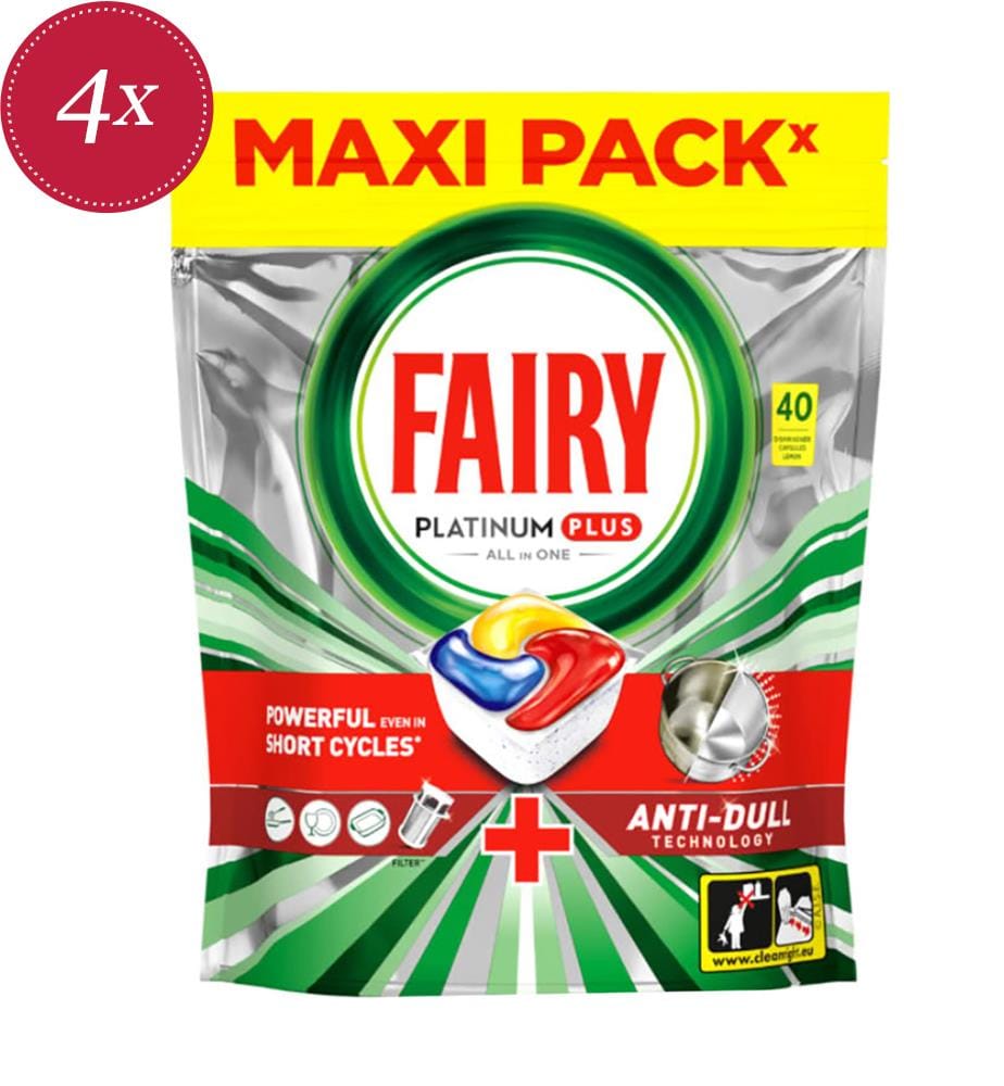 Lot de 4 Tablettes Machine 620 g Platinum Plus - Lemon - 4 x 40 Tablettes