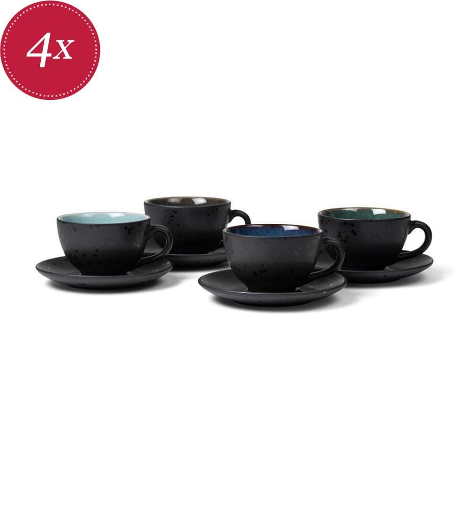 Set di 4 tazze da caffè da 240 ml - Nero e blu