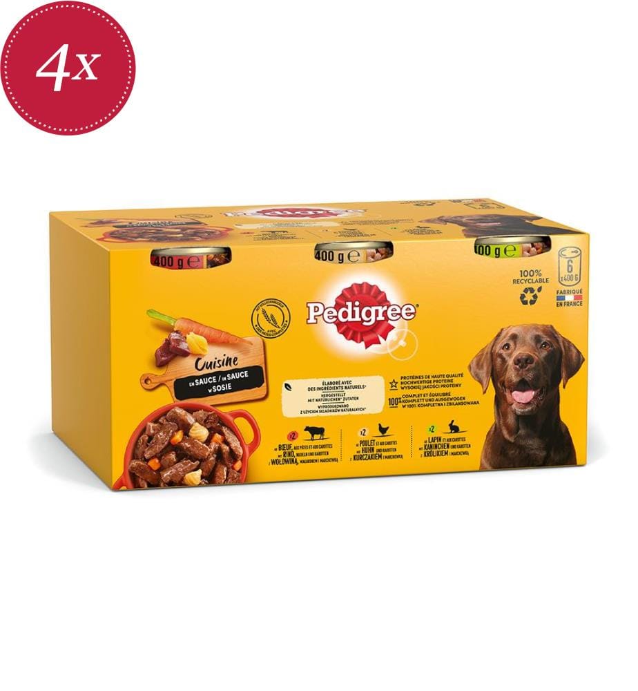 4x Pedigree Shredded Pork in Gravy - 6 x 400 g