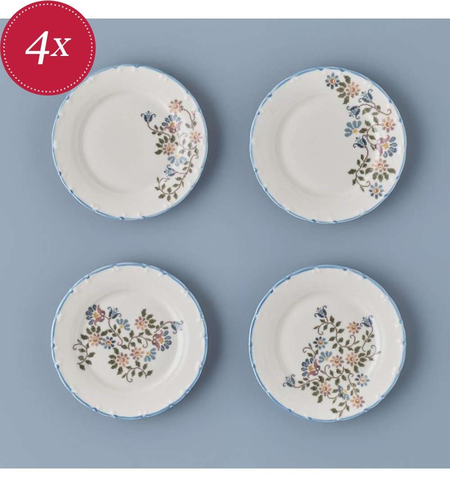 Set aus 4 Kuchentellern im Vintage-Stil - Blau