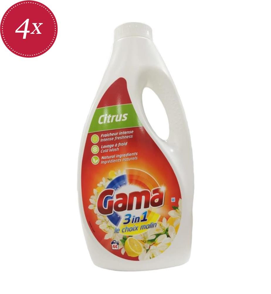 4 x 3-in-1 Citrus Liquid Laundry Detergent – 2.2 L (44 Washes)
