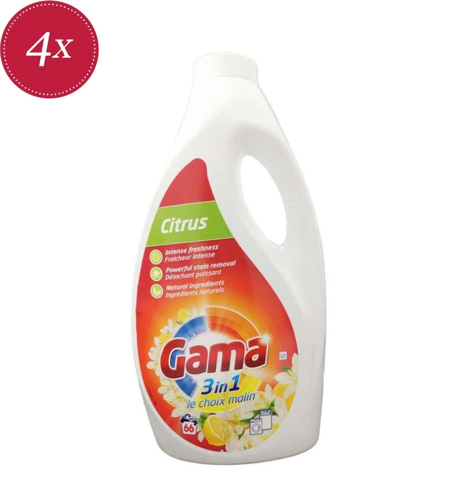 4 x 3-in-1 Citrus Liquid Laundry Detergent – 3 L (66 Washes)