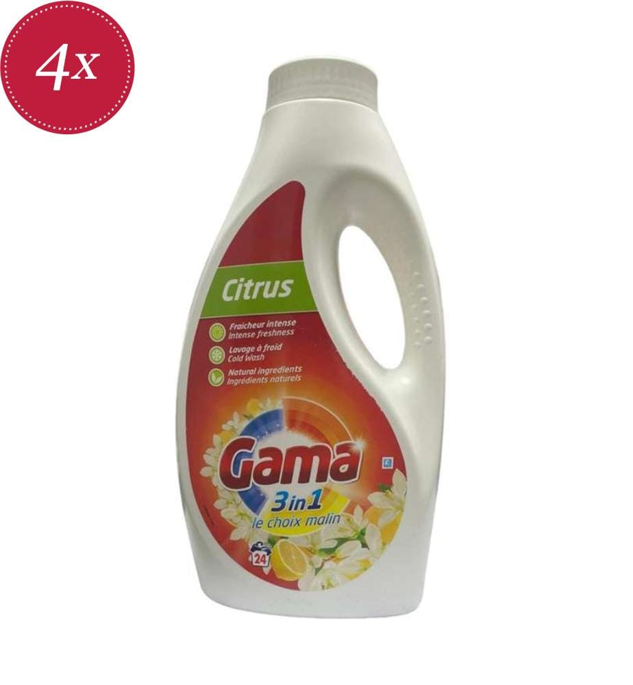 4 x 3-in-1 Citrus Liquid Detergent – 1.2 L (24 Washes)